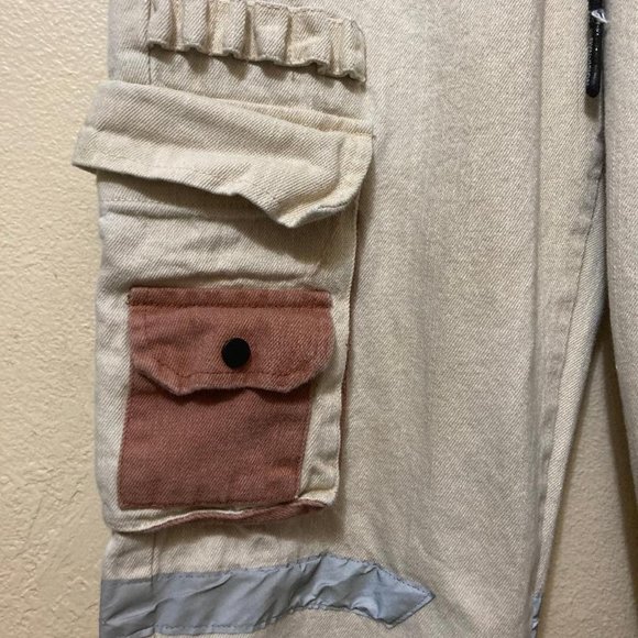 Dynvision Reconstruct Trend Men's Streetwear Beige Cargo Jogger Pants Size S/M - Picture 5 of 11